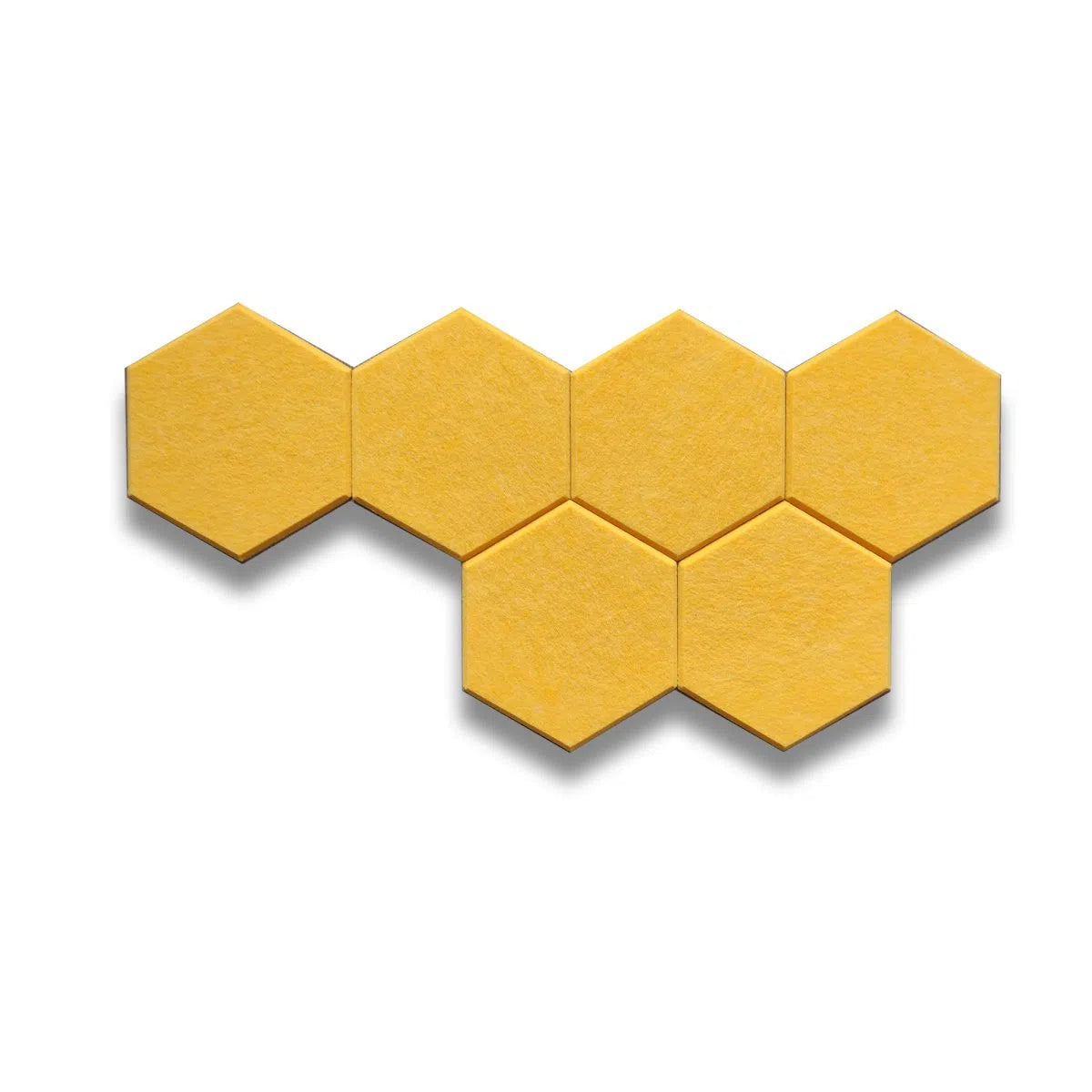 HEXA Acoustic 3D Felt PET Wall Panels YELLOW set on white background DecorMania.eu